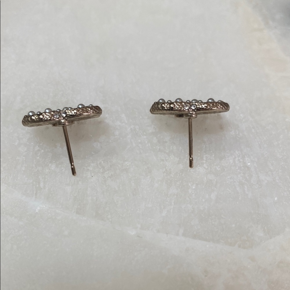 Chanel Gold Interlocking Cc Logo Stud Earrings - image 5